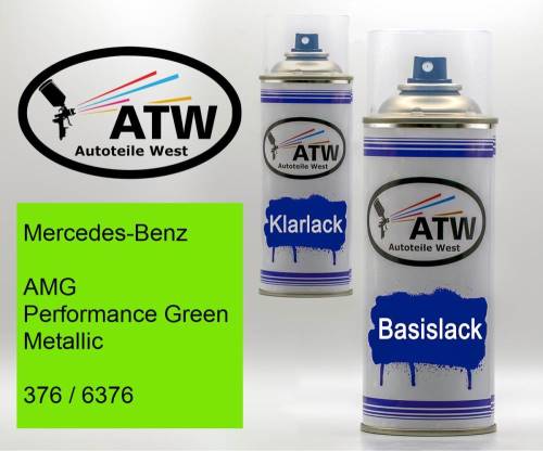 Mercedes-Benz, AMG Performance Green Metallic, 376 / 6376: 400ml Sprühdose + 400ml Klarlack - Set, von ATW Autoteile West.